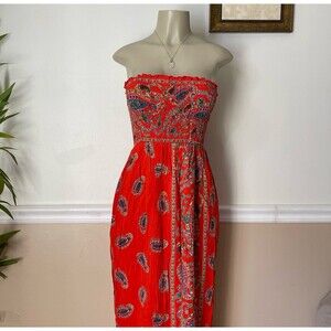 Angie Women's Strapless Flowy Rayon Maxi Dress